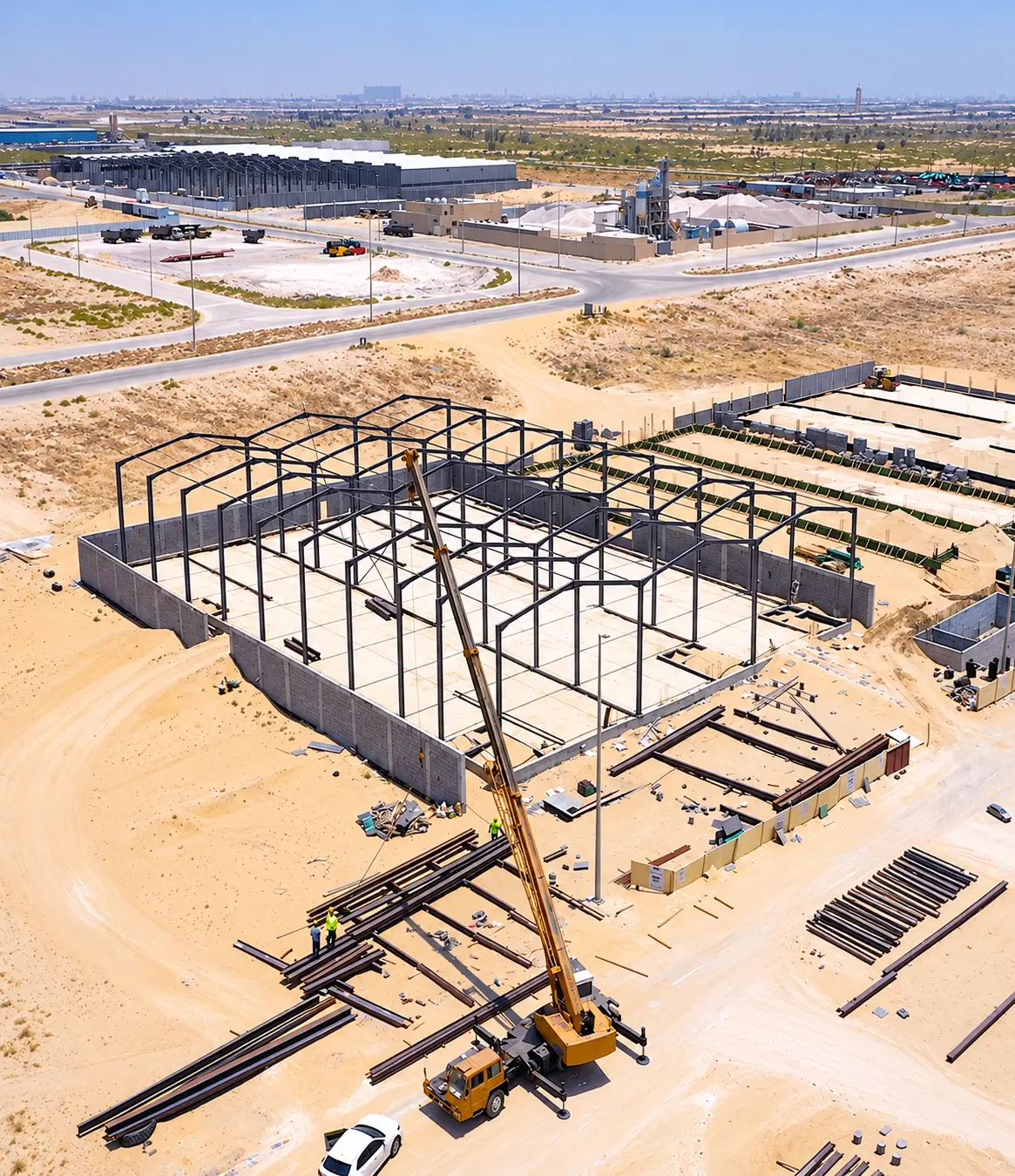 Silicon Advertising Warehouses industrial construction project by APCC, 2nd Industrial City, Saudi Arabia